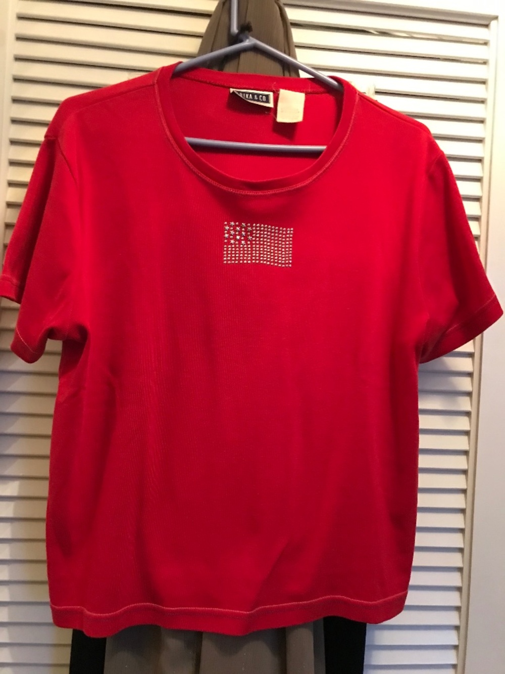 Womens XL USA Star Spangled Banner Old Glory flag tee • USA 250th patriotic